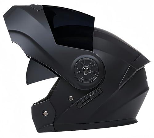 Klapphelm mit Doppelvisier, Integral-Motorradhelm, beschlagfrei, Motorrad-Roller-Helm, Doppelspiegel, Herren-Damen-Helm, ECE-geprüft W,XL61-62CM