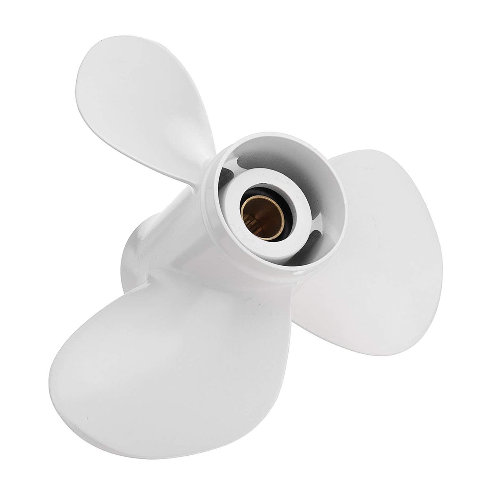 Jodriva 663-45958-01-EL Marine-Außenbordpropeller 11 1/4 x 14 Aluminium, for Yamaha, 25–60 PS, weißes 3-Blatt-Außenbord-Zubehör Bootspropeller