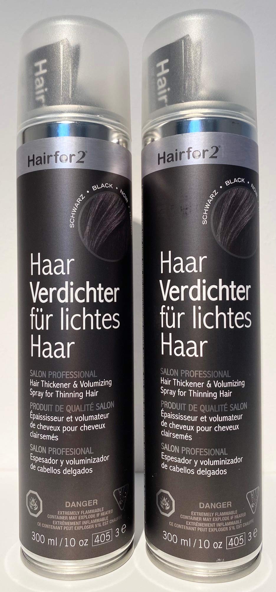 Vorratsangebot! 2 x Hairfor2 Haarverdichtungsspray 400ml (Mittelbraun)