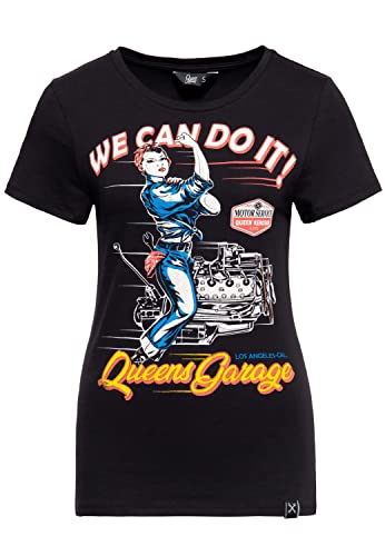 Queen Kerosin Damen Vintage Shirt | T-Shirt | Slim Fit | Frontprint | Kurzarm | We Can Do It We Can Do It!