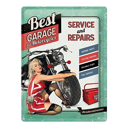 Nostalgic-Art Retro Blechschild, Best Garage – Green – Geschenk-Idee für Auto & Motorrad-Fans, aus Metall, Vintage-Design zur Dekoration, 30 x 40 cm