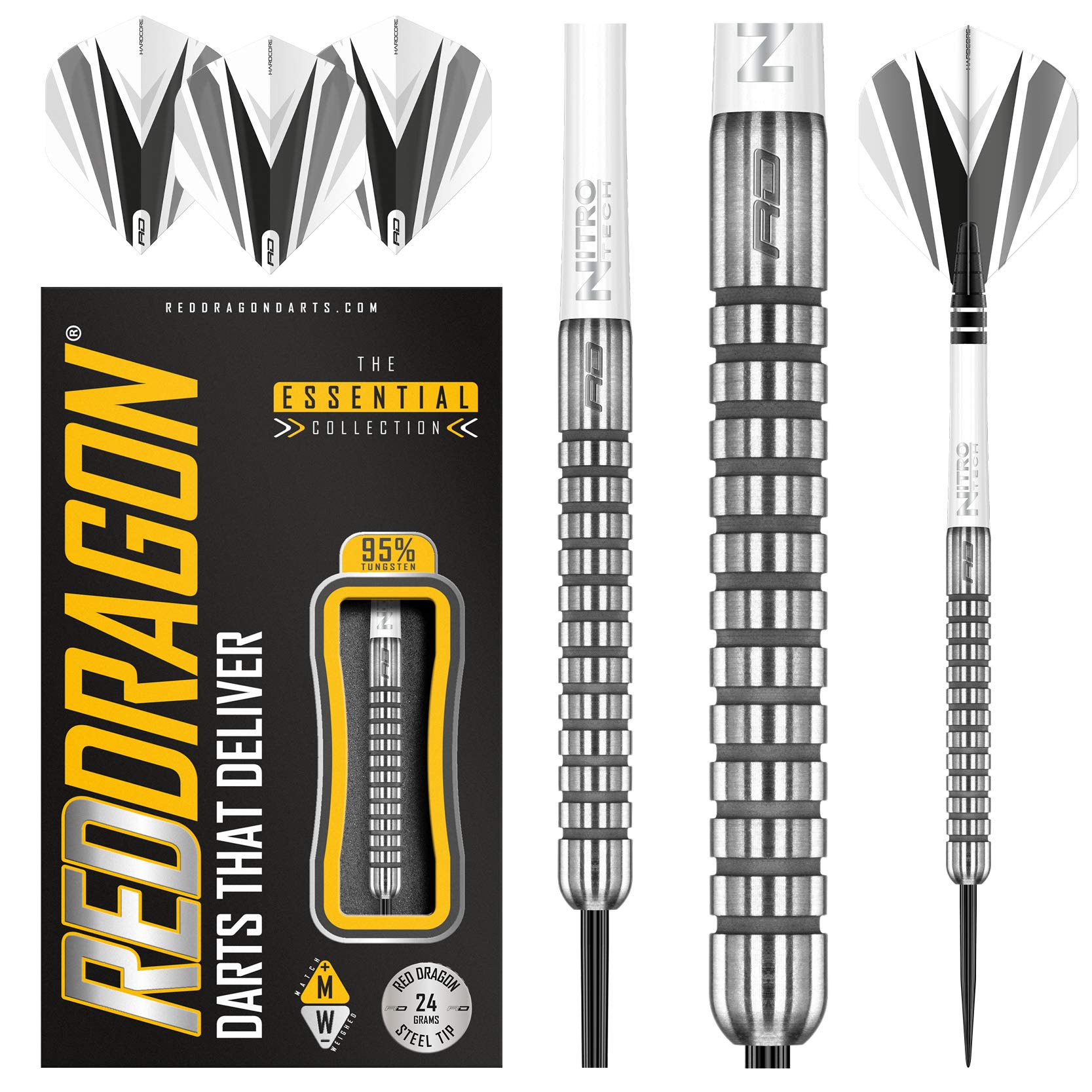 RED DRAGON RD Originals 24g Tungsten Darts Set with Flights and Stems