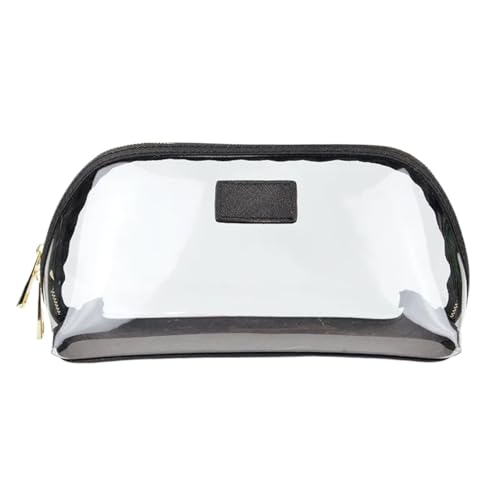 Transparenter Kulturbeutel Tragbare Reise-Kosmetiktasche aus transparentem PVC, transparent, wasserdicht, TPU, Kulturbeutel, Make-up-Aufbewahrungstasche, modisch, Sommer, Strand(Color:Black Large)