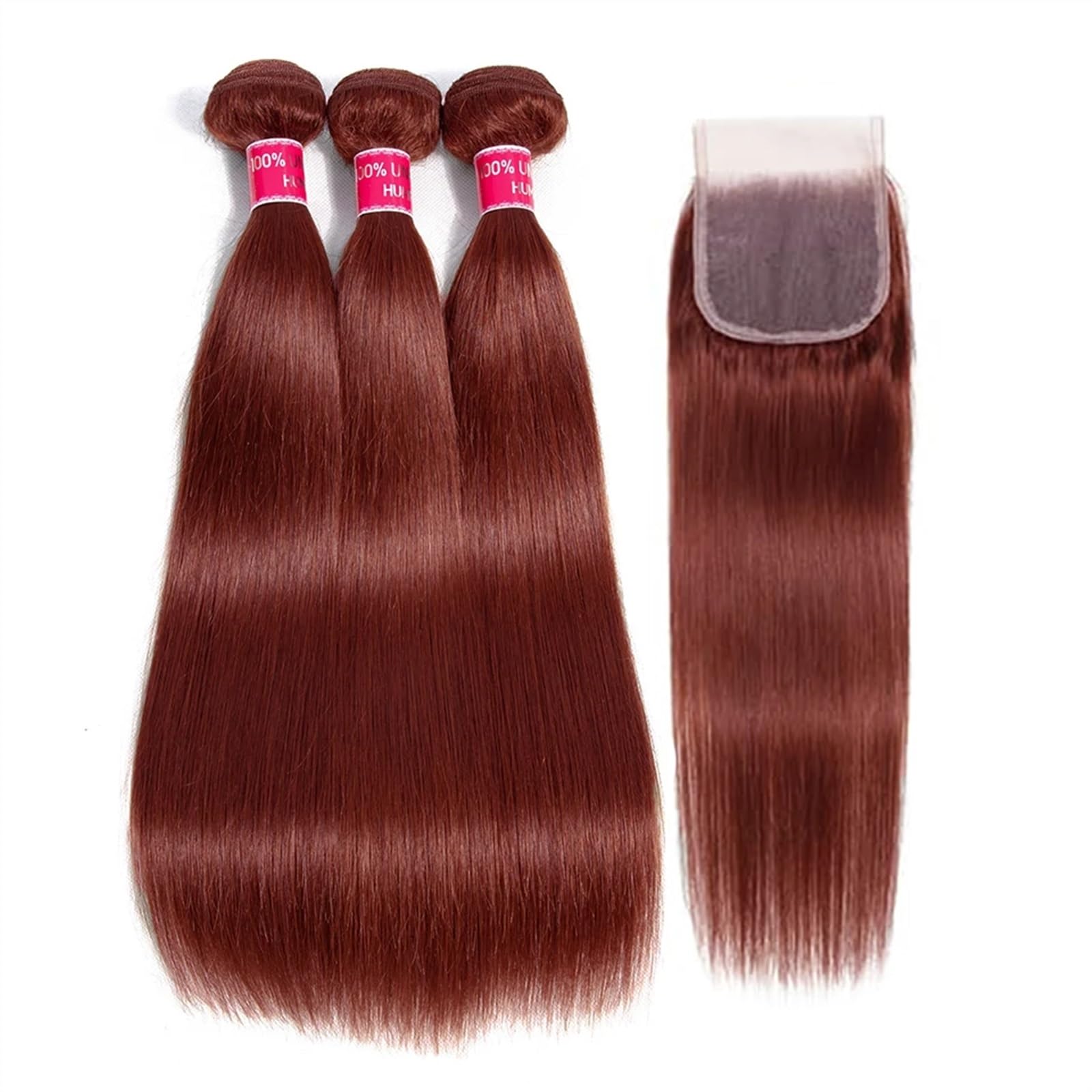 Human Hair Bundles Glatte Echthaarbündel mit Verschluss – Glatte Haarbündel mit Verschluss, brasilianisches Haar, Echthaar, mit Spitzenverschluss, 4 x 4, freier Teil mit Babyhaar human hair weave (Co