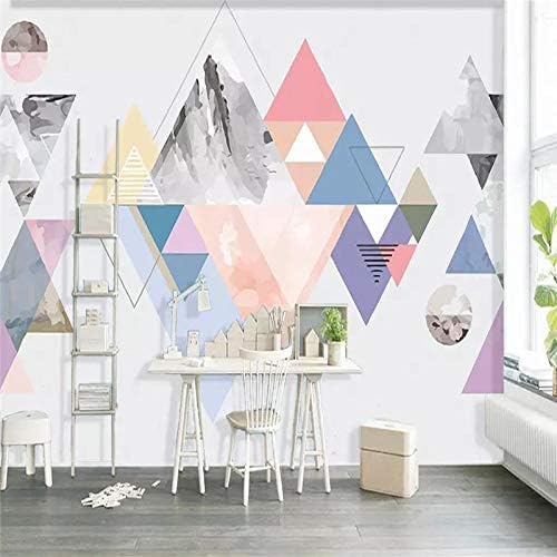 XLMING Einfache Bunte Gemusterte Dreiecke Küche Esszimmer Arbeitszimmer Wohnzimmer TV Hintergrund Wand 3D Tapete-400cm×280cm