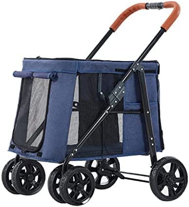 Hundebuggys für große Hunde, Premium-Kinderwagen für Haustiere, luxuriöser Kinderwagen für große Hunde, 4-Rad-Haustierausrüstung, faltbarer Träger, Kinderwagen für Katzen, Hunde und mehr, Bl