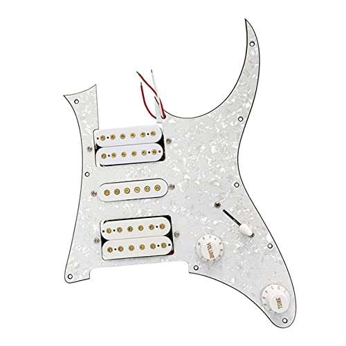 Geladenes Gitarren-Pickguard Elektrische Gitarre HSH. Pickup-Schaltkreis-Baugruppe Volumen-Konverter-Schaltungs-Set (Color : White pearls)