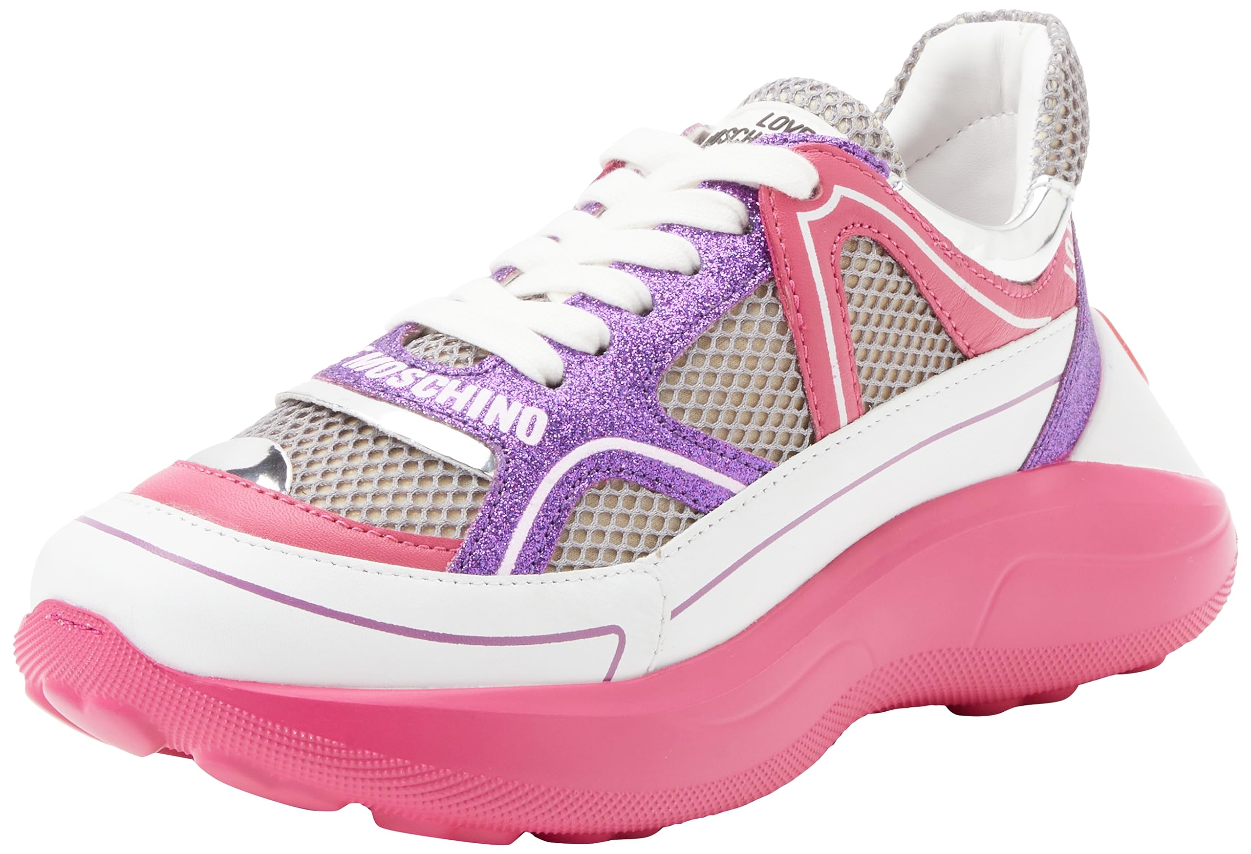 Love Moschino Damen Sneaker, Argento, 39 EU