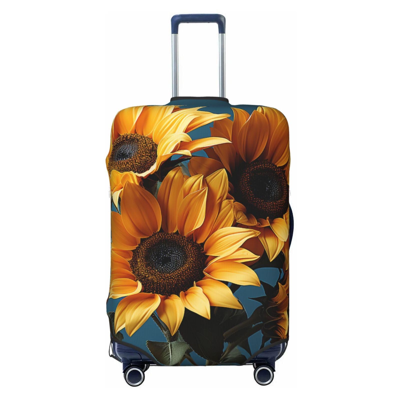 CSGJMYGS Reisegepäckabdeckung, elastisch, waschbar, modisch, kratzfest, gelbe Sonnenblumenkoffer, passend für 45,7 - 81,3 cm Gepäck, Schwarz , XL