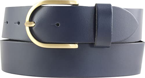 BELTINGER Damen-Gürtel aus 100% echtem Leder 4 cm | Jeans-Gürtel für Damen 40mm | Spaltleder-Gürtel in 4cm mit goldenerSchließe | Marine 95cm