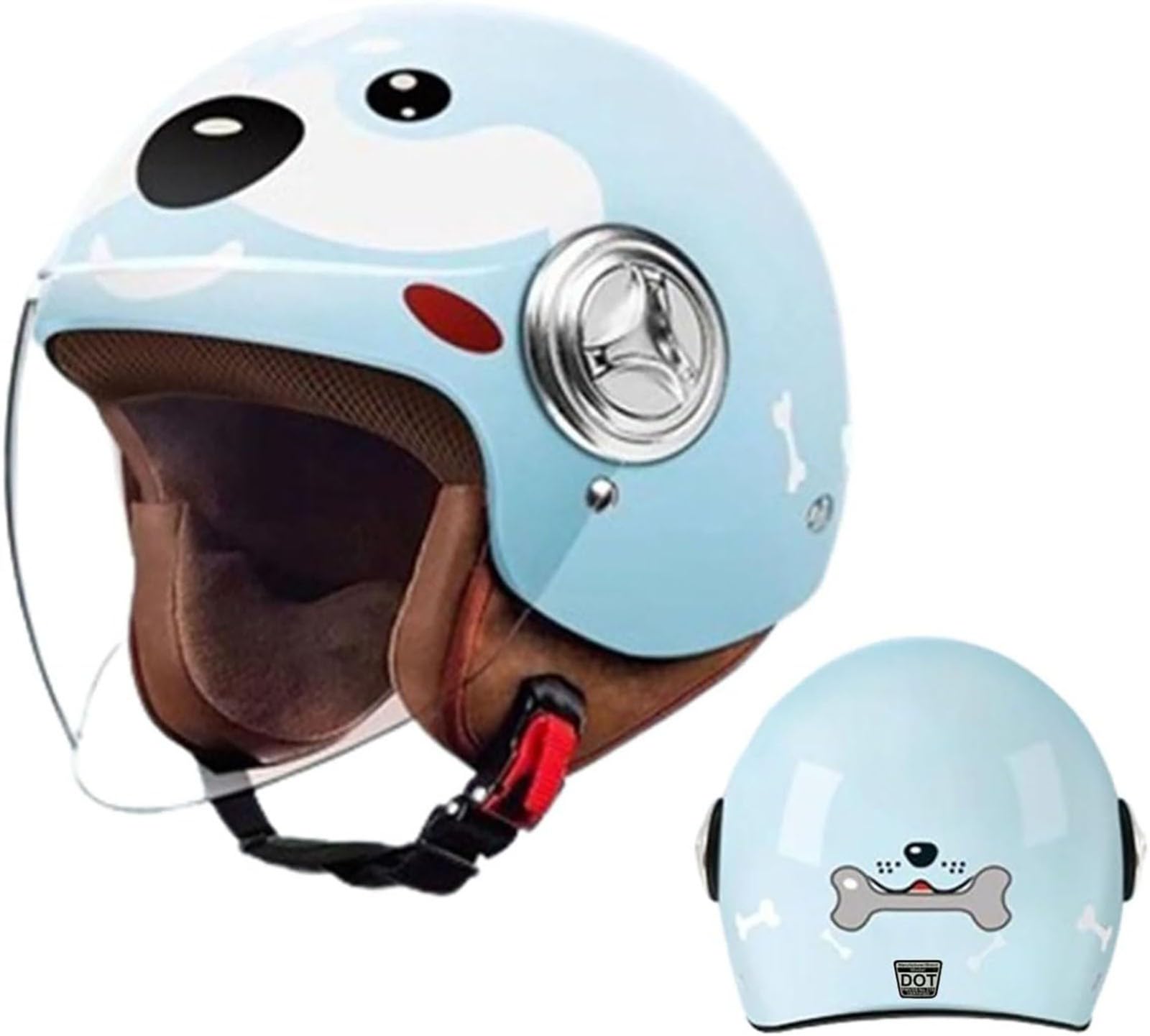 Kinder Four Seasons Motorrad-Halbhelm Retro 3/4 Jethelm Jugend Jungen Mädchen Vintage Elektro-Vespa-Halbhelm DOT/ECE-zertifizierter Moped-Jet-Kinderhelm D,48-55cm