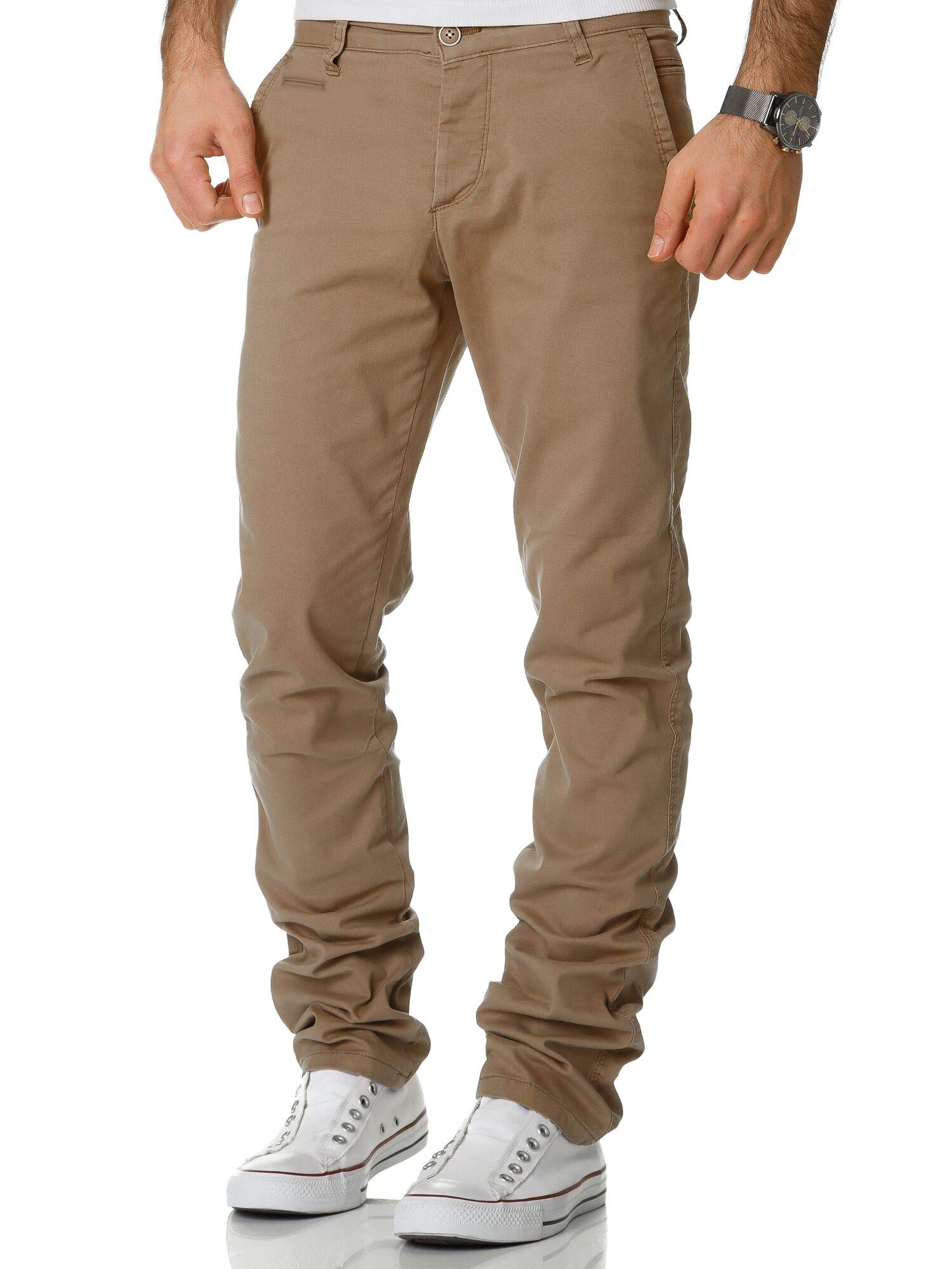 Amaci&Sons Herren Regular Slim Stretch Chino Hose Fit 1-7010 Beige W32/L30