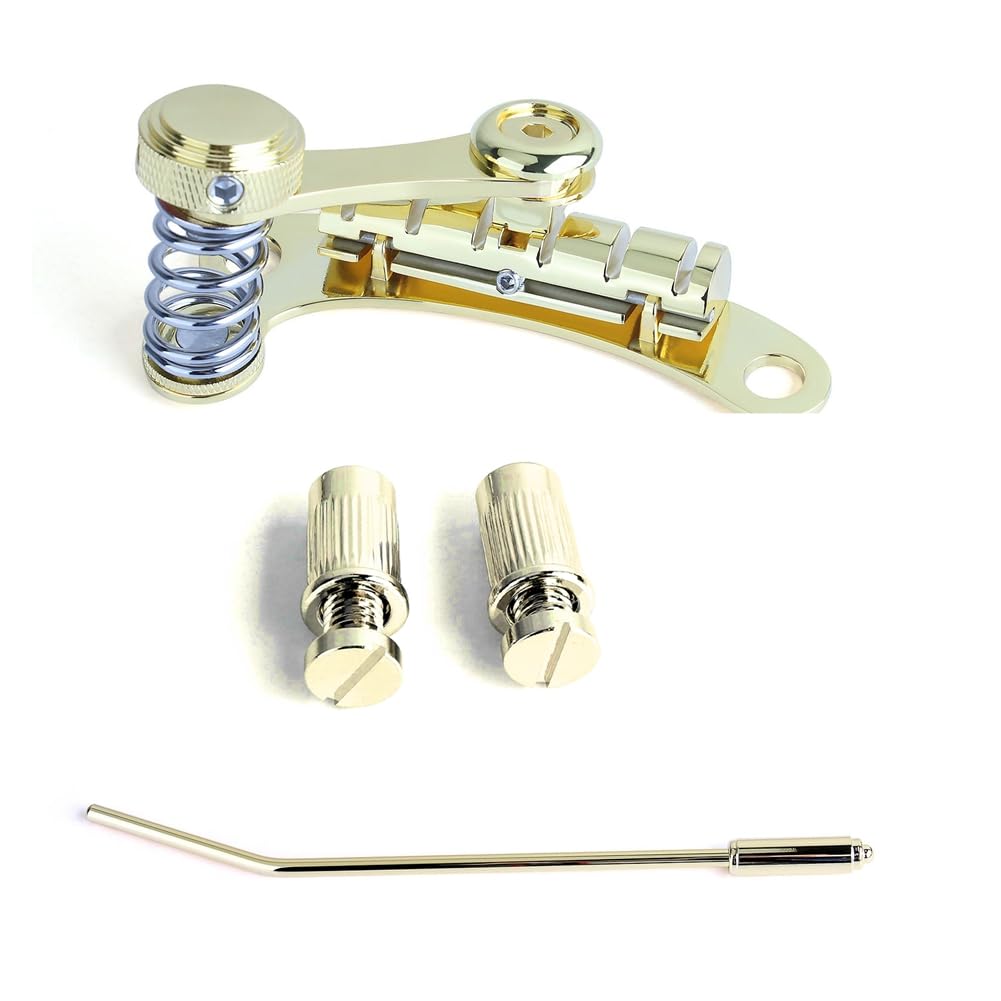 Pluuttiem Gitarren-Vibrato-Saitenhalter-Tremolo, Flat-Top-Body-Tremolo-Einheit Vibrato-Brücke für LP SG E-Gitarren Gold