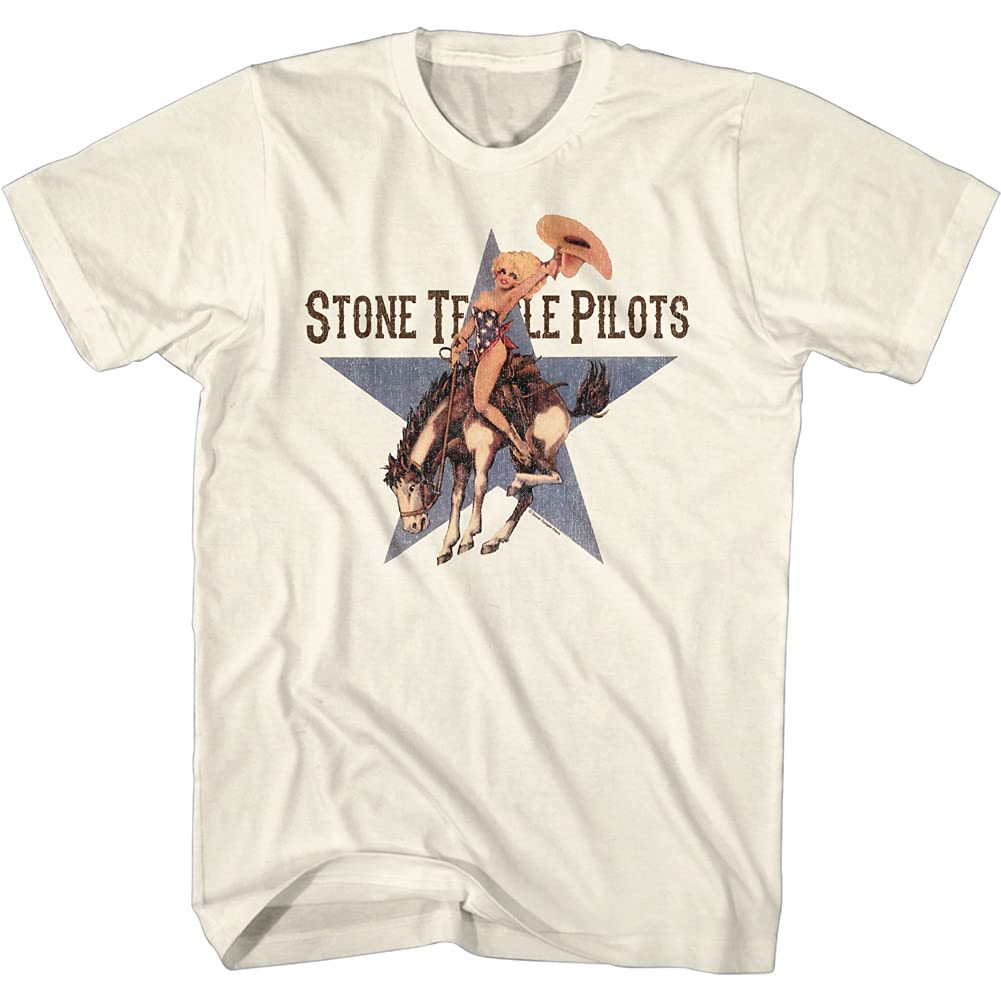 T-Shirt für Erwachsene, kurzärmelig, Motiv: Stone Temple Piloten, Rock Band Riding Branco, beige, X-Groß