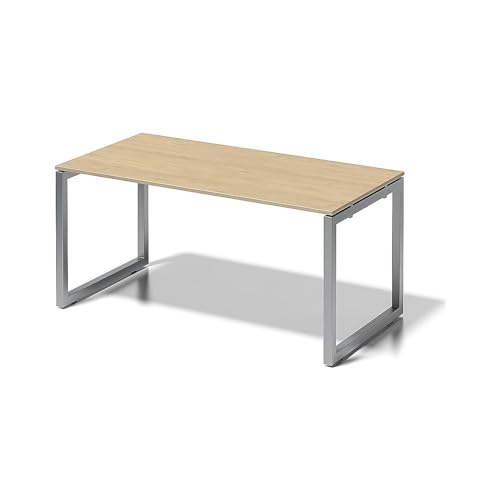 Bisley Cito Schreibtisch, 740 mm höhenfixes O, H 19 x B 1600 x T 800 mm, Dekor ahorn, Gestell Silber, Metall, Mp355, 80 x 160 x 85 cm