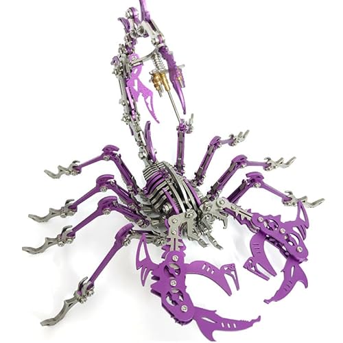 Brickddyin 3D Metal Puzzle, 430 Teile Mechanisches Scorpion King 3D Metall Puzzle Modellbausatz, Edelstahl Mechanische Insekten Tier Modell，DIY Ornament Geschenke für Erwachsene (Lila)