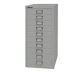 BISLEY MultiDrawer, 29er Serie, DIN A4, 10 Schubladen, Metall, 645 Lichtgrau, 38 x 27.9 x 59 cm