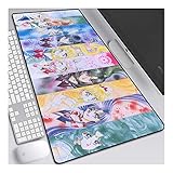 Mauspad Sailor Moon XXL Gaming Mauspad, 900x400mm Anime Mousepad, Höchstmaß an Präzision, extra stark vernähter Rand, gummierte Unterseite, Desktop Computer,E