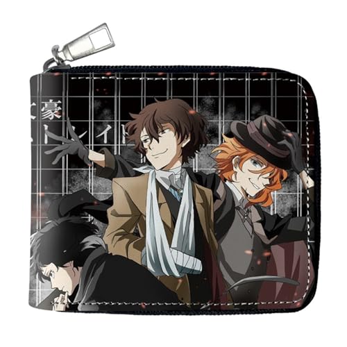 RYNDEX Bun-go STR-ay Dogs Geldtasche Anime, Spaß Süß Kawaii Kartenetui mit Münzfach, Kindergeldbörse für Ausweis Banknote Münze Foto(Color:Multicolor 8)