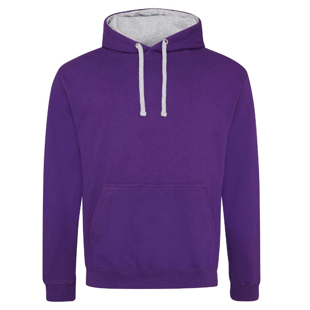 Just Hoods - Unisex Varsity Hoodie/Purple/Heather Grey, XXL