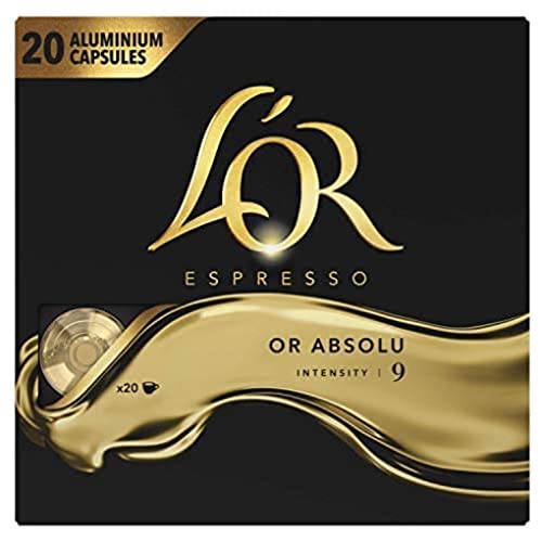 L'Or Espresso Kaffee – 200 Kapseln Gold Absolu Intensität 9 – kompatibel mit Nespresso®* (10 x 20 Stück)