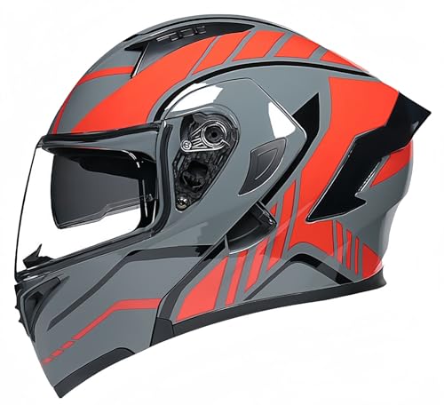 Modularer Motorradhelm, ECE-Zugelassener, Hochklappbarer Vollgesichts-Motorradhelm, Zugelassene Leichte ABS-Schale, Geeignet Für Unisex A,XXL60-61CM