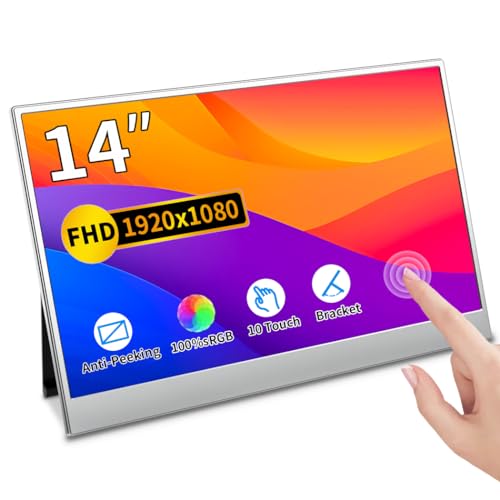 Magedok Portable Touchscreen Monitor 14", External Display 1080P 100% sRGB HDR IPS Portable Monitor, Mobiler Monitor mit USB C/HDMI/Mini DP (14 Zoll 1080P Touch)