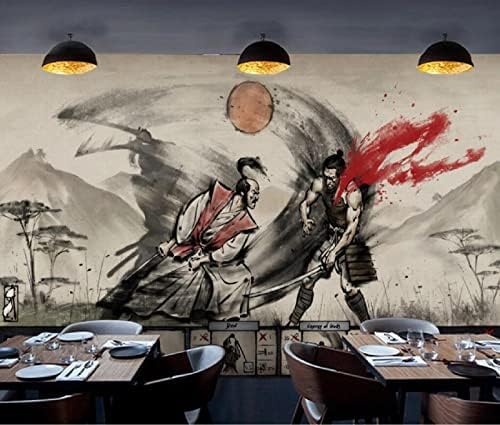 3D Wandtapete Großes Chinesisches Wandgemälde Von Samurai Duell Restaurant Werkzeug Hintergrundwand 3D Tapete Effekt Tv Sofa Die Fototapete Wandbild Wohnzimmer Schlafzimmer-200cm×140cm