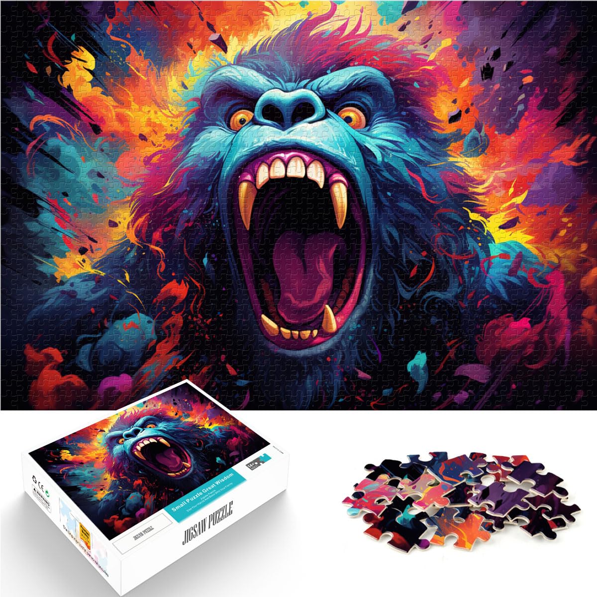 Puzzles zum Verschenken, Fantasy-Kunst, Orang-Utan-Puzzle, 1000 Teile, Holzpuzzle, Familienaktivitätspuzzle, Lernspiele, 1000 Teile (50 x 75 cm)