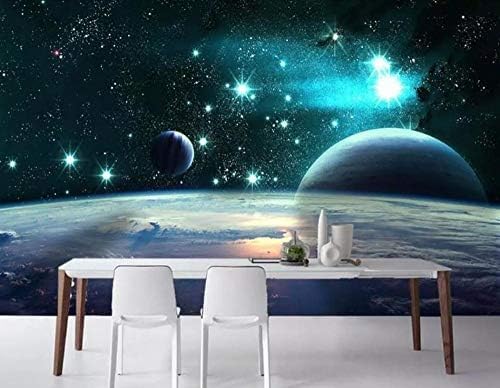 XLMING Fantasy Universe Weltraum Planeten Und Sterne Bilder Küche Esszimmer Arbeitszimmer Wohnzimmer TV Hintergrund Wand 3D Tapete-400cm×280cm