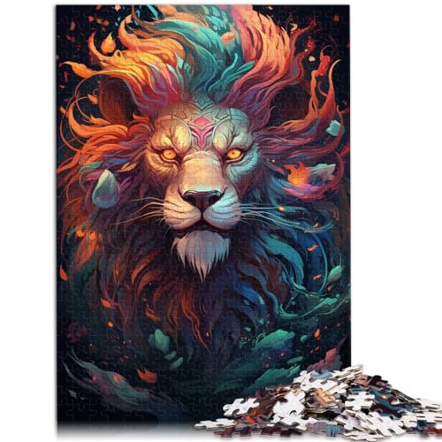 Puzzles für farbenfrohe psychedelische Seelenlöwen-Drachen-Puzzles 1000 Teile für Erwachsene, Holzpuzzle „Staycation Kill Time“, 1000 Teile (50 x 75 cm)