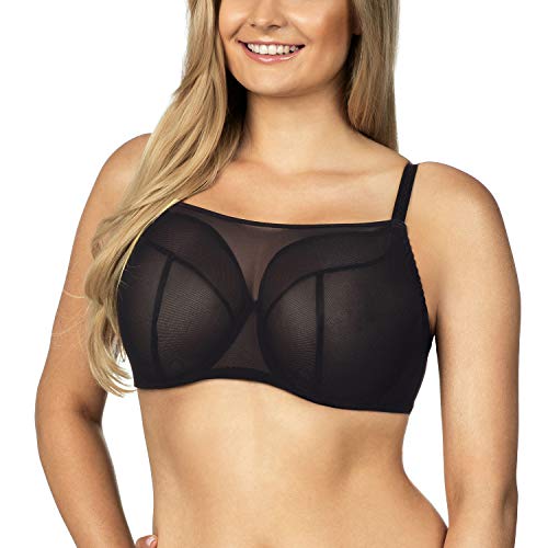 Lupoline Dame Soft-BH Top Träger Musterlos Tüll Netz Träger Unterwäsche 131, Schwarz,75J