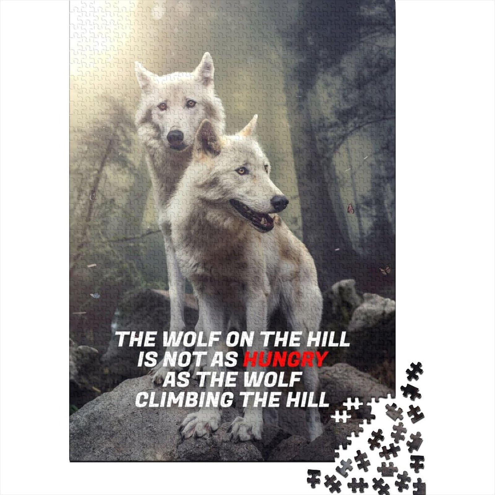 1000-teiliges Puzzle für Erwachsene und Teenager „Hungry Wolf On The Hill“, Puzzles für Erwachsene und Teenager, nachhaltiges Puzzle für Erwachsene (Größe 29,53 x 19,69 Zoll)