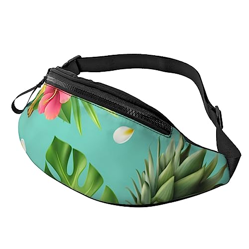 HSJFS Hüfttasche mit niedlichem Lama-Blumendruck, modische Hüfttasche, verstellbare Hüfttasche, lässige Brusttasche, Tropische Ananas, Einheitsgröße