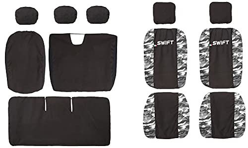 Lupex Shop Autositzbezüge kompatibel mit Swift, Made in Italy, Polyestergewebe, kompletter Satz Vorder- und Rücksitze (Schwarz - Camouflage Grau)