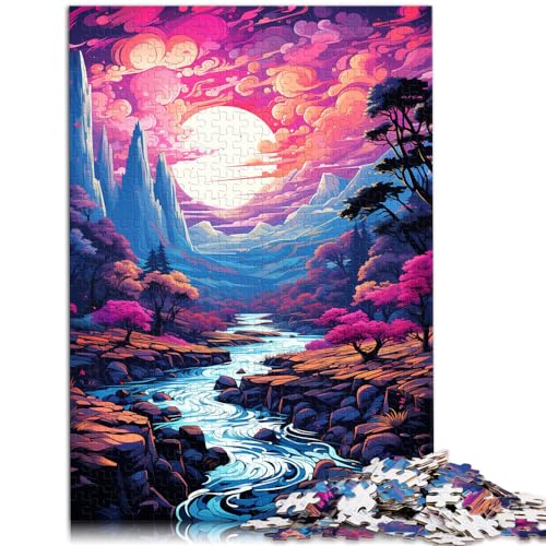 Puzzle für Fantasielandschaft unter Sonnenuntergang, Puzzle 1000 Teile für Erwachsene, schwieriges Holzpuzzle, schweres Puzzle 1000 Teile (50 x 75 cm)