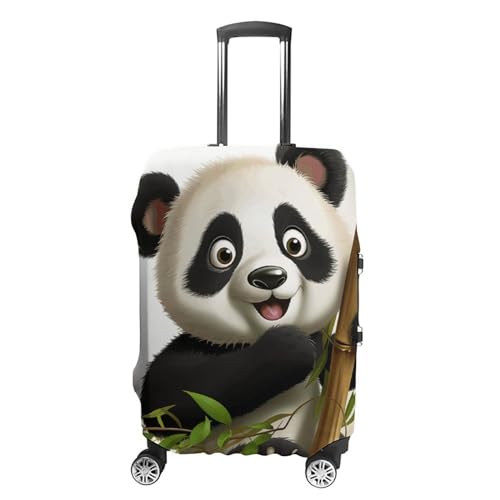 CSGJMYGS Reisegepäckabdeckung, elastisch, waschbar, modisch, kratzfest, Hawaii-Blumen, Koffer-Schutz, passend für 45,7 - 81,3 cm Gepäck, Cute Panda Climb Bamboo, L