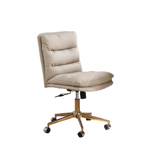 Bürostuhl Ergonomischer Schreibtischstuhl aus Leder, bequemer und weicher Bürostuhl, Arbeitszimmer, Büro, Schreibtischstuhl, Lift, Home, verstellbarer Bürostuhl ohne Armlehnen Schreibtischstuhl(Gold)