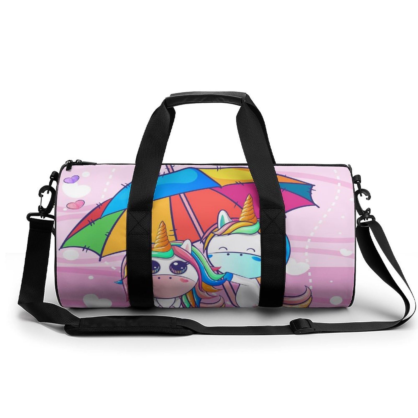 Rosa Niedliches Einhorn Sport Duffel Bag Sporttasche Reisetasche Handgepäck Tasche Schwimmtasche Weekender Bag 45x23x23cm