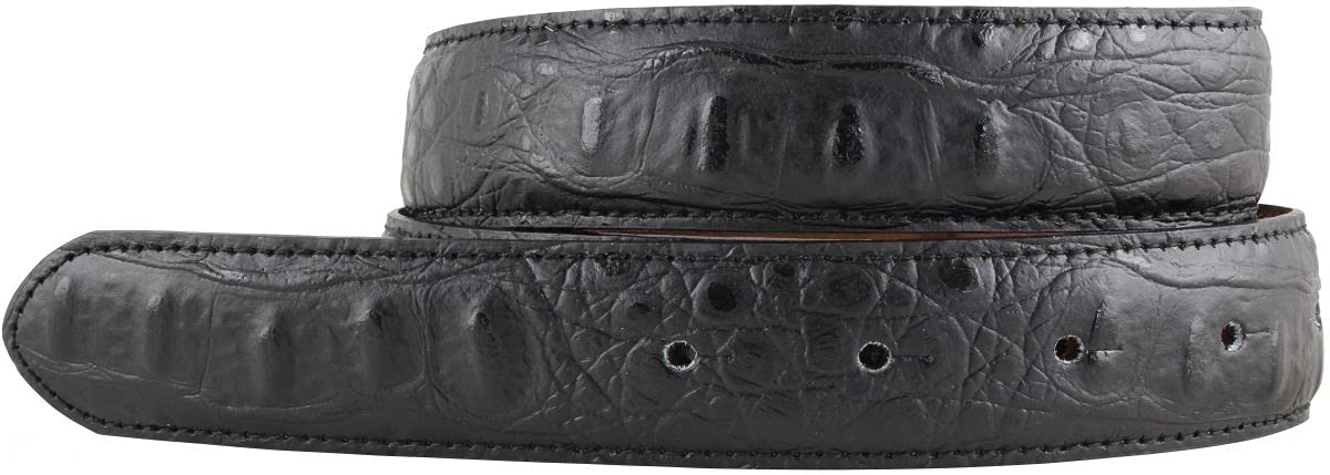 BELTINGER Gürtel mit Krokoprägung ohne Schnalle 3 cm | Leder-Gürtel für Damen Herren 30mm Kroko-Optik | Kroko-Muster | Schwarz 85cm