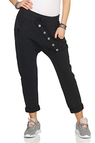 295 Damen Hose Sweatpants Jogginghose Baumwolle Freizeithose Boyfriend Sporthose Schwarz