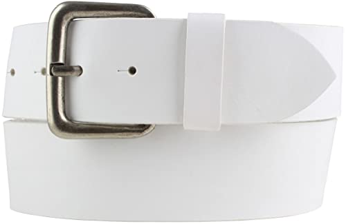 BELTINGER Jeansgürtel aus Vollrindleder 5 cm | Leder-Gürtel für Herren 50mm | Breiter Herren-Gürtel aus echtem Leder | Weiß 85cm