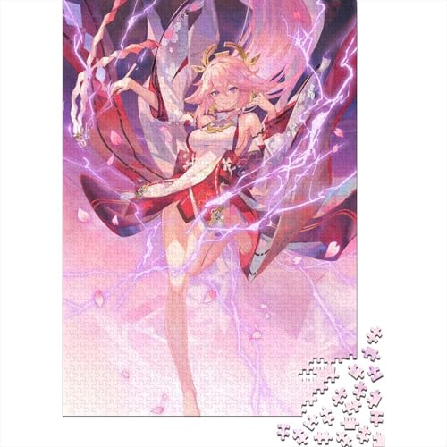 Genshin Impact Yae Miko Puzzles für Erwachsene und Teenager Kunstpuzzles für Erwachsene 1000 Teile Holzpuzzles für Erwachsene und Teenager (Größe: 75x50cm)