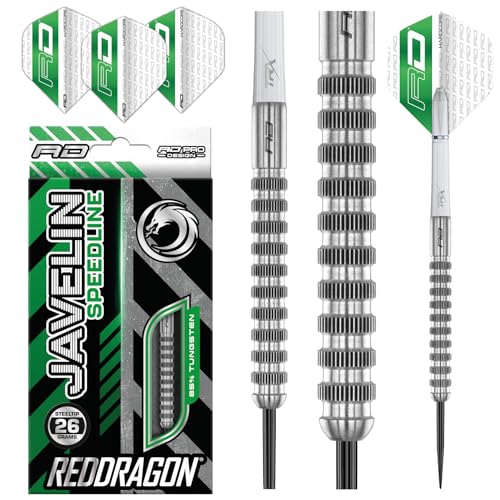 RED DRAGON Javelin Speedline 26 Gramm Premium Wolfram Steeltip Dart Set mit Flüge und Schäften