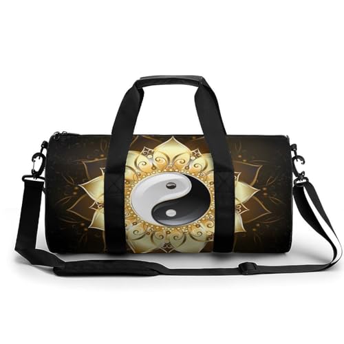 Goldene Blume Tai Chi Sport Duffel Bag Sporttasche Reisetasche Handgepäck Tasche Schwimmtasche Weekender Bag 45x23x23cm