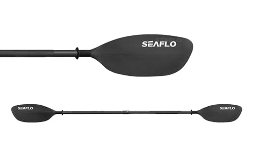 Seaflo Doppelpaddel, Fiberglas, sehr leicht, 220-230cm verstellbar, Kajakpaddel, Kanupaddel, SUP Paddel, Kanu, Boot, Ruder, schwarz