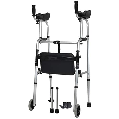 Mobilitäts-Gehhilfe, Rollator mit Rollen, Y-faltbarer Vierrad-Rollator, S, leicht, tragbar, WC-Sicherheitsrahmen für ältere Menschen, Rehabilitation, Hilfs-Gehhilfe (Schwarz A)