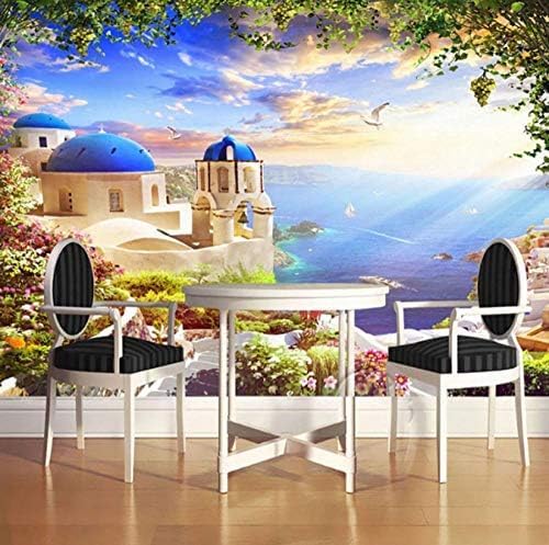 XLMING Schönes Schloss Mit Meerblick 3D Tapeten Home Esszimmer Sofa Schlafzimmer Wohnzimmer TV Hintergrund-300cm×210cm