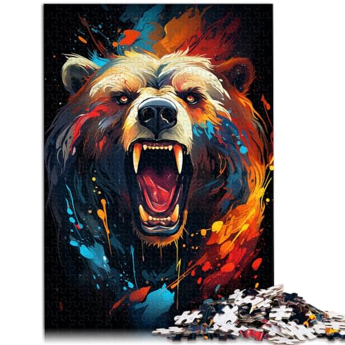 Puzzles Bunter Psychedelischer Bär Puzzles 1000 Teile Holzpuzzle Familienspiel Stressabbau Schwieriges Herausforderungspuzzle 1000 Teile (50x75cm)