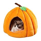 Halloween-Katzenbett – Halloween-Themen-Haustierbetten | Halloween-Themen-Katzenbetten | Halloween Haustier Kätzchen Höhlenhaus Kürbisförmig | Heimtierbedarf | Bequemes Haustierhöhlenbett Für Zu Hause